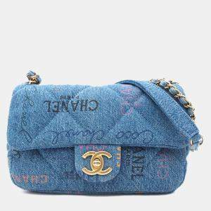 Chanel Blue Mini Rectangular Quilted Denim Mood Flap