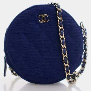 Chanel Round Blue Mixed Fibre Clutch Bag