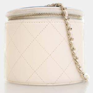 Chanel Round Vanity Small White Lambskin Crossbody Bag