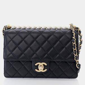 Chanel Small Black Lambskin Chic Pearls Flap Bag