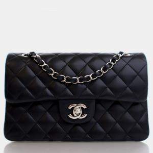Chanel Small Black Lambskin Classic Double Flap Bag