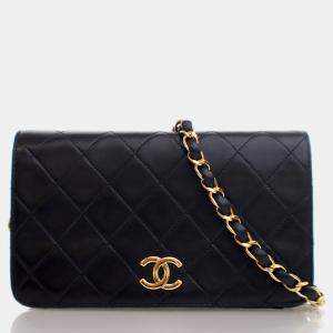 Chanel Vintage Mini Black Lambskin CC Full Flap Bag
