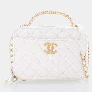 Chanel Small White Caviar Pick Me Up Vanity Case