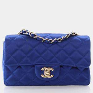 Chanel Classic Rectangular Mini Blue Satin Flap Bag