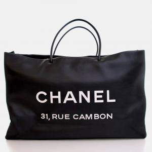 Chanel Essential 31 Rue Cambon Large Black Calfskin Tote Bag