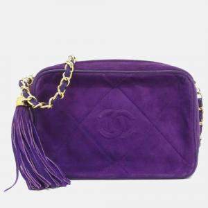 Chanel CC Tassel Purple Suede Camera Bag