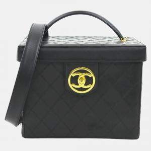 Chanel Handbag Vanity Bag Shoulder Leather Black 