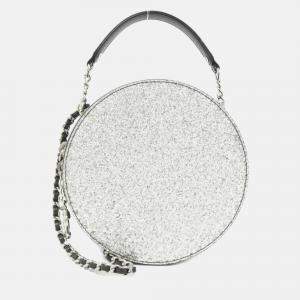 Pre Owned Chanel Round CC Patent Leather Glitter Shoulder Bag