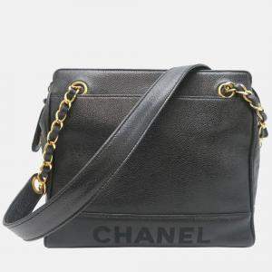 Chanel CC Chain Black Caviar Skin Shoulder Bag 