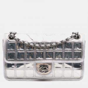 Chanel Silver Vinyl Ice Cube Flap