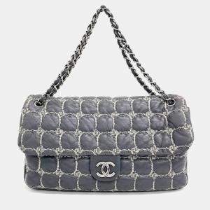 Chanel Grey Leather Stitch Shoulder Bag