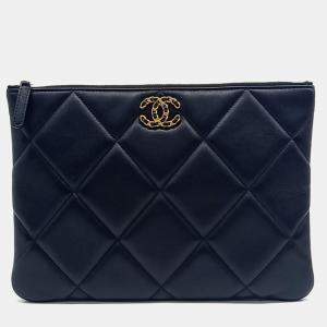 Chanel Black Leather 19 Clutch New Medium bag