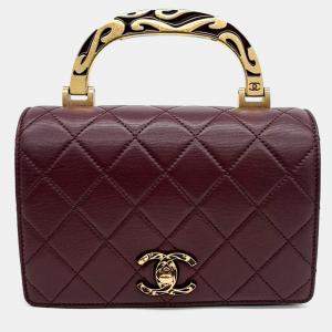 Chanel Burgundy Leather top handle crossbody bag
