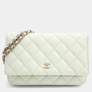 Chanel Green Leather Caviar WOC Mini Crossbody Bag