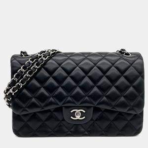 Chanel Black Leather Lambskin Classic Jumbo bag