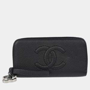 Chanel CC Black Calfskin Leather Wallet