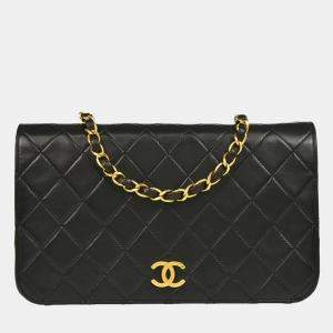 Chanel Full Flap Small Black Lambskin Shoulder Bag