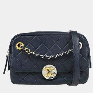 Chanel Mini Navy Lambskin Camera Bag 