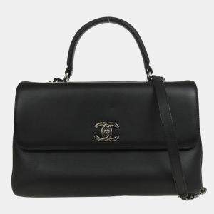 Chanel Trendy CC Dual Black Calfskin Top Handle Handbag 