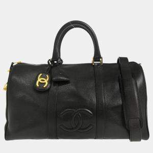 Chanel Vintage Timeless Black Calfskin Boston Bag