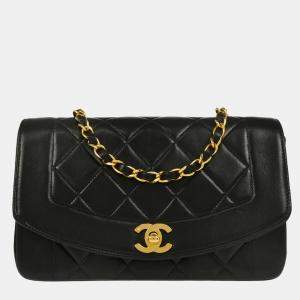 Chanel Diana Small Black Lambskin Shoulder Bag