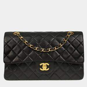 Chanel Classic Double Flap Medium Black Lambskin Shoulder Bag