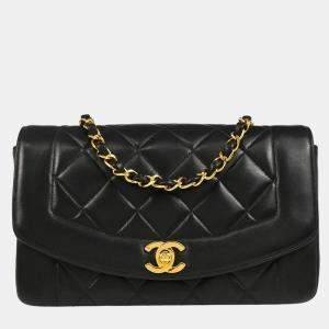 Chanel Diana Small Black Lambskin Shoulder Bag
