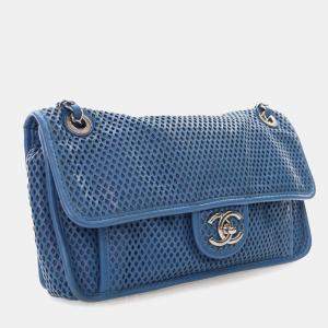 Chanel Blue Medium Perforated Calfskin Up In The Air Flap