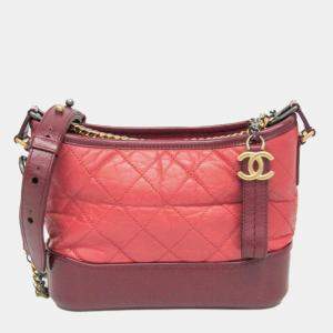 Chanel Gabriel De Chanel Small Leather Shoulder Bag Pink Wine