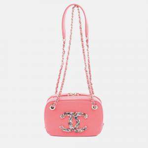 Chanel Pink Lambskin Giant Crystal CC Camera Bag