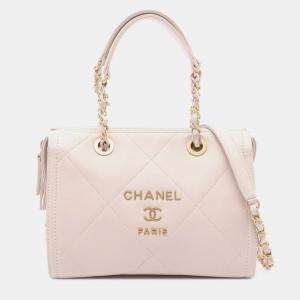 Chanel Pink Small Quilted Calfskin Small Bowling Bag