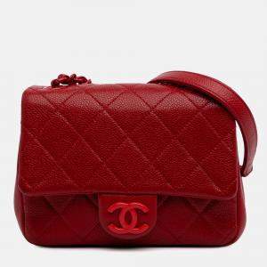 Chanel Red Mini Square Caviar Incognito Flap