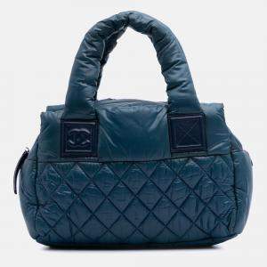 Chanel Blue Small Quilted Nylon Coco Cocoon Tote