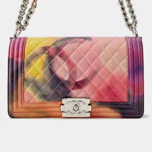 Chanel Boy Chanel Chain shoulder Bag Pink/Multicolor Lambskin Size 25