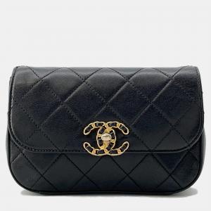 Chanel Chanel19 Matelasse Waist Bag Black Leather
