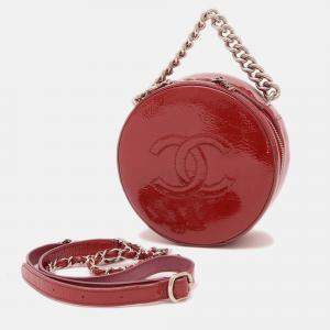 Chanel Round As Earth 2Way Bag Shoulder Patent Leather Red