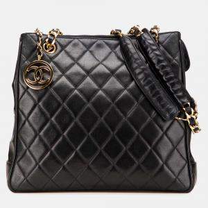 Chanel Black Quilted Lambskin CC Charm Tote