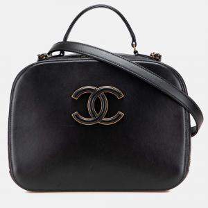 Chanel Black Goatskin and Quilted Calfskin Coco Curve Vanity Case