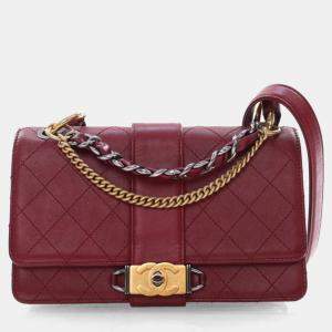 Chanel Small Burgundy Calfskin Crossbody Bag