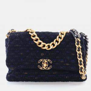 Chanel Large Black Tweed 19 Flap Bag