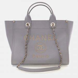 Chanel Small Grey Caviar Deauville Tote