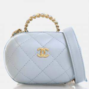 Chanel Small Blue Lambskin CC Bubble Vanity Case