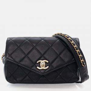 Chanel Black Calfskin Chain Envelope Belt Bag