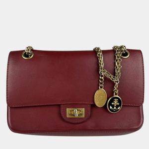 Chanel 2.55 Leather Red Gold Shoulder Bag 