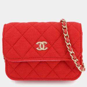 Chanel VIP Red Mini Quilted Jersey Fabric Bag