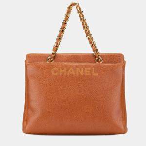 Chanel Chain Brown Caviar Skin Tote Bag 