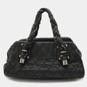 Chanel Lady Braid Distressed Black Lambskin Bowler Bag