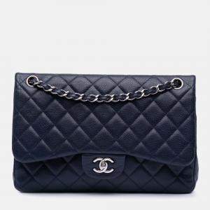 Chanel Blue Medium Classic Caviar Double Flap