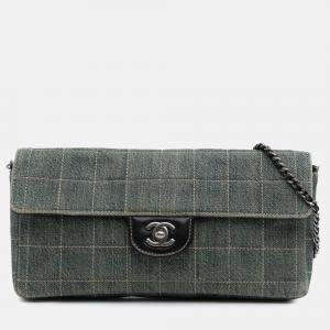 Chanel Blue CC Chocolate Bar Denim East West Flap
