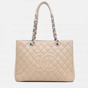 Chanel Beige Caviar Grand Shopping Tote